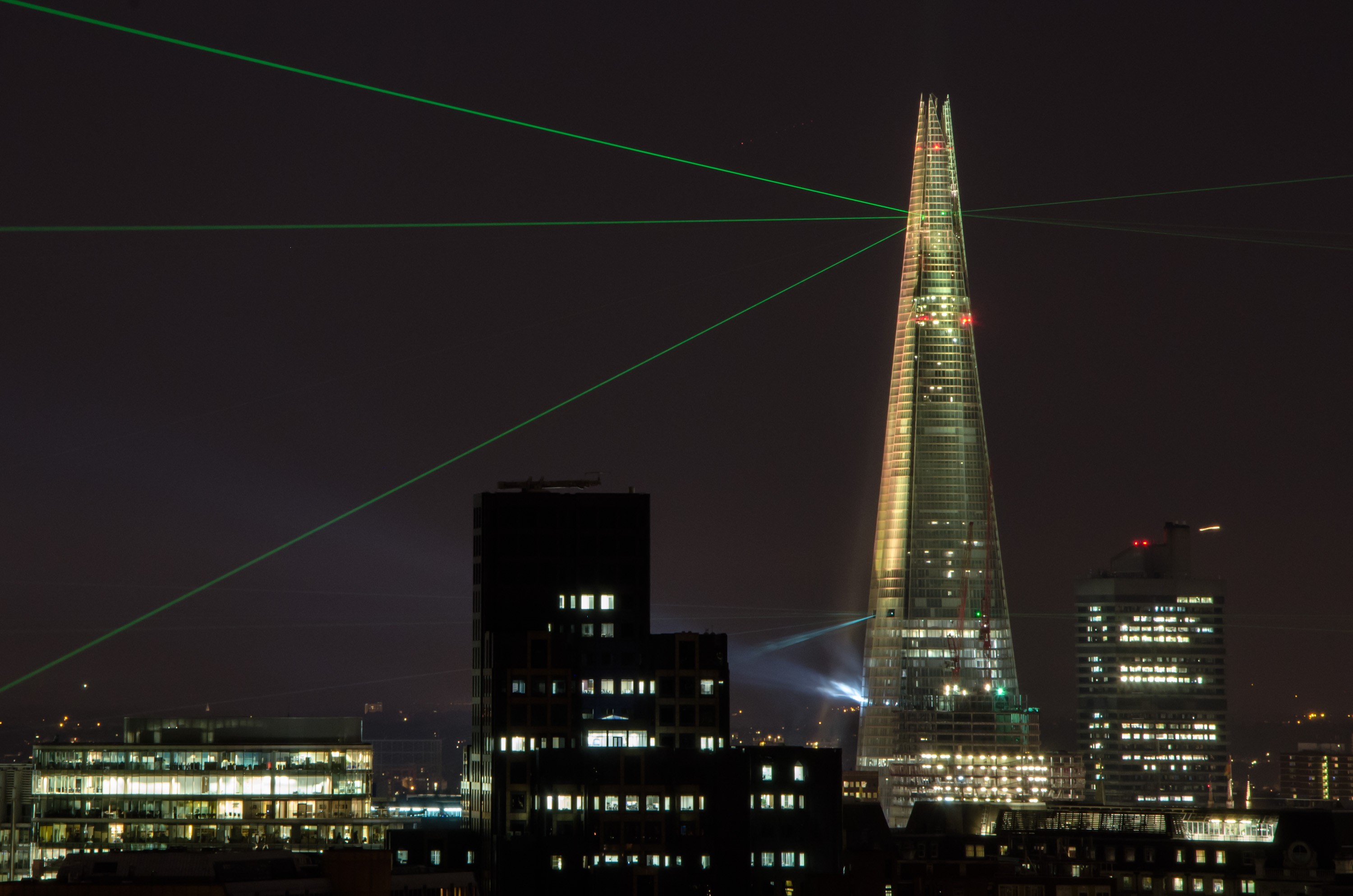 The Shard during it's opening laser light show