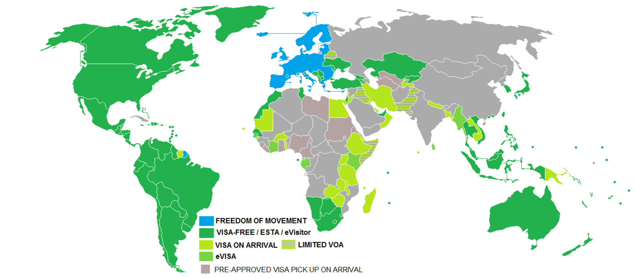 Paesi visitabili senza visto