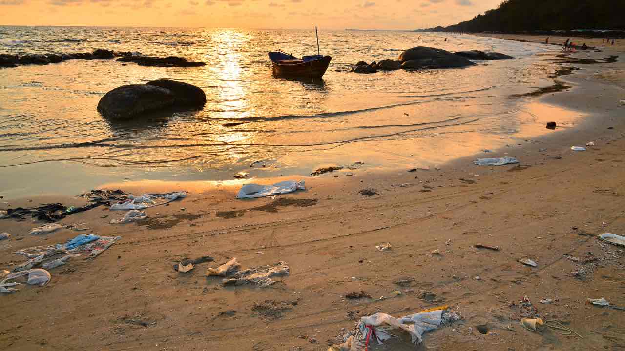 Spiaggia distrutta dalla sporcizia