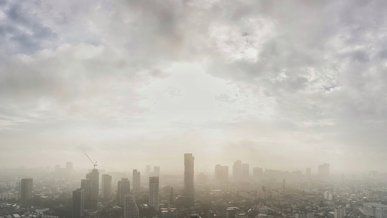 vista panoramica con inquinamento