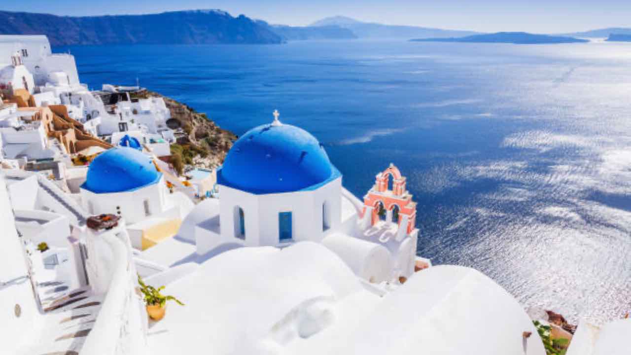 Case bianche e blu in Grecia