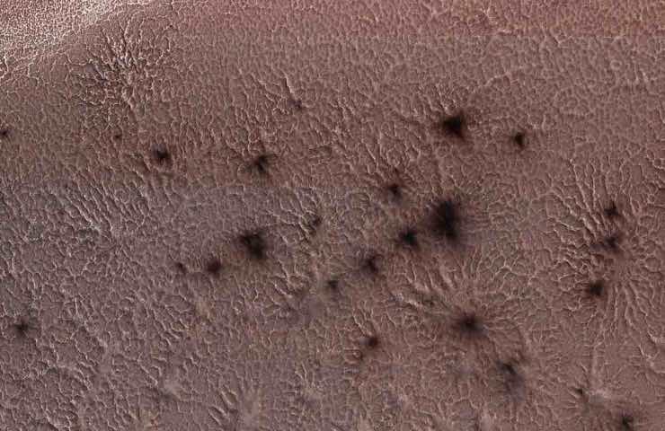 Mars with dark spots