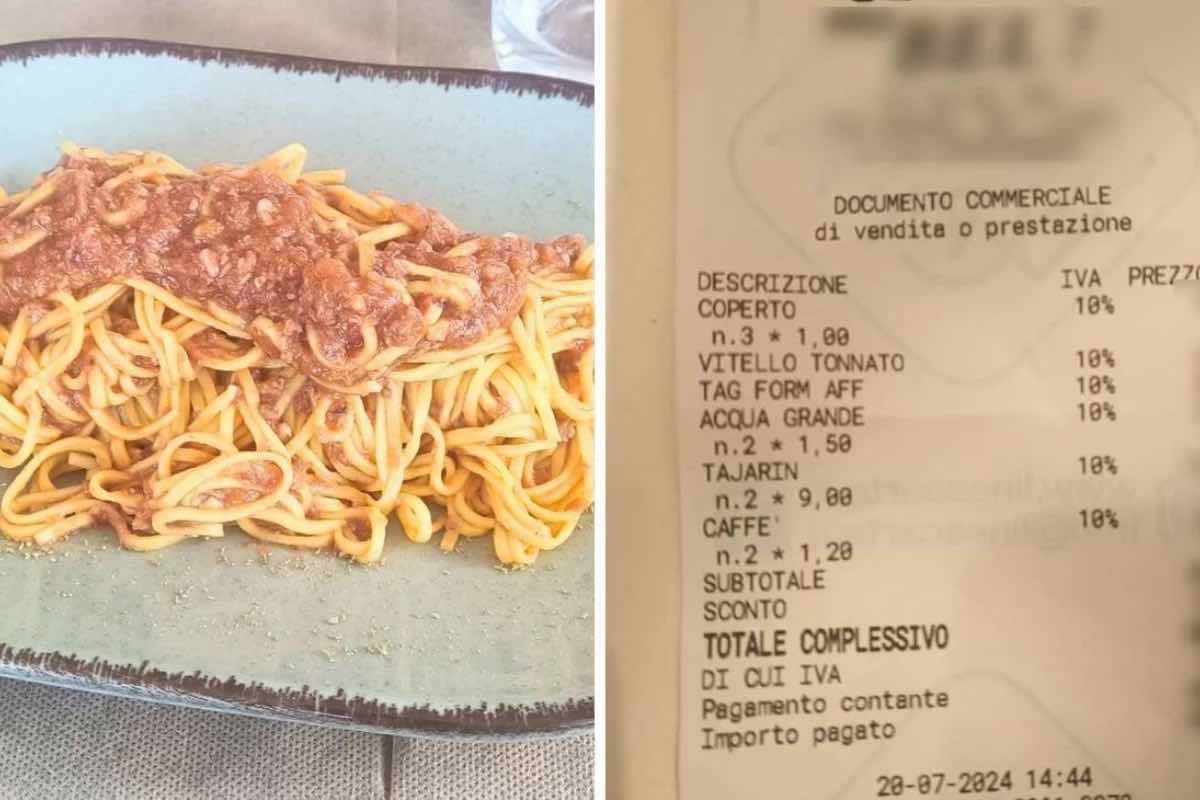 Piemonte, scontrino del pranzo